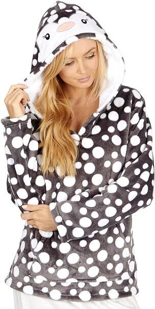 New Ladies Novelty Lounge Wear PJ Top Warm Fleece Hoodies By Forever Dreaming