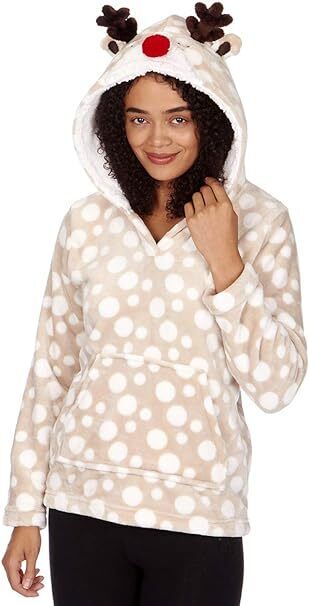 New Ladies Novelty Lounge Wear PJ Top Warm Fleece Hoodies By Forever Dreaming