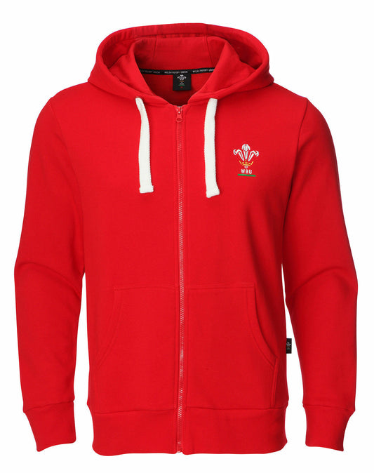 New Boy's Official Wales WRU Rugby Kids Full Zip Long Sleeve Hoodie in Red