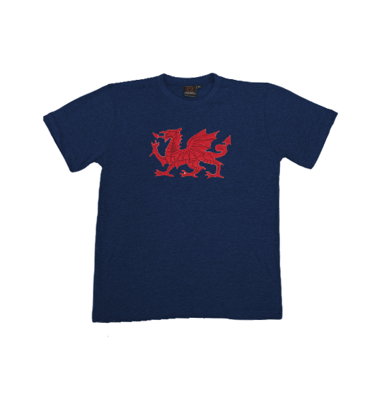 Morgan Embroidered Welsh Dragon T-Shirt - In Navy