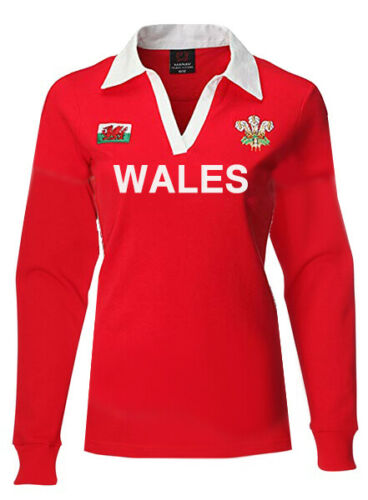 New Women's Welsh Wales Cymru V Collar Long Short Sleeve Rugby T-Shirt Tops
