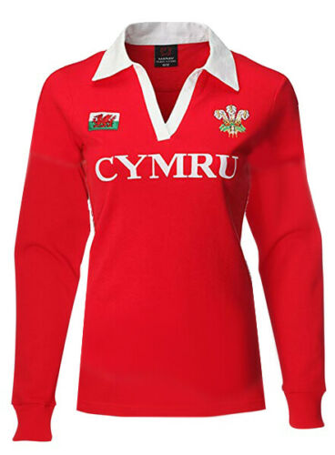 New Women's Welsh Wales Cymru V Collar Long Short Sleeve Rugby T-Shirt Tops