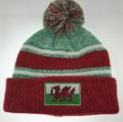 RED STRIPE AND BLACK STRIPE BOBBLE HAT