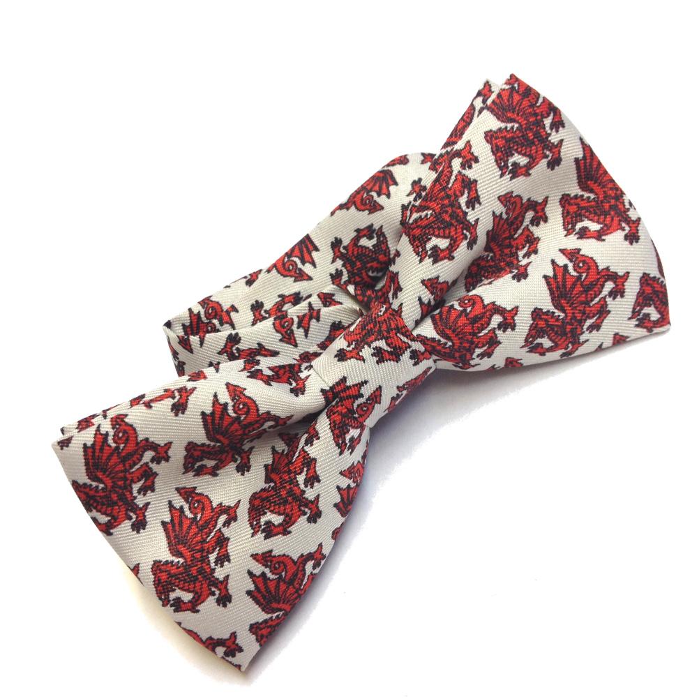 Silver Multi-Dragon Welsh Pre-tied Bow Tie